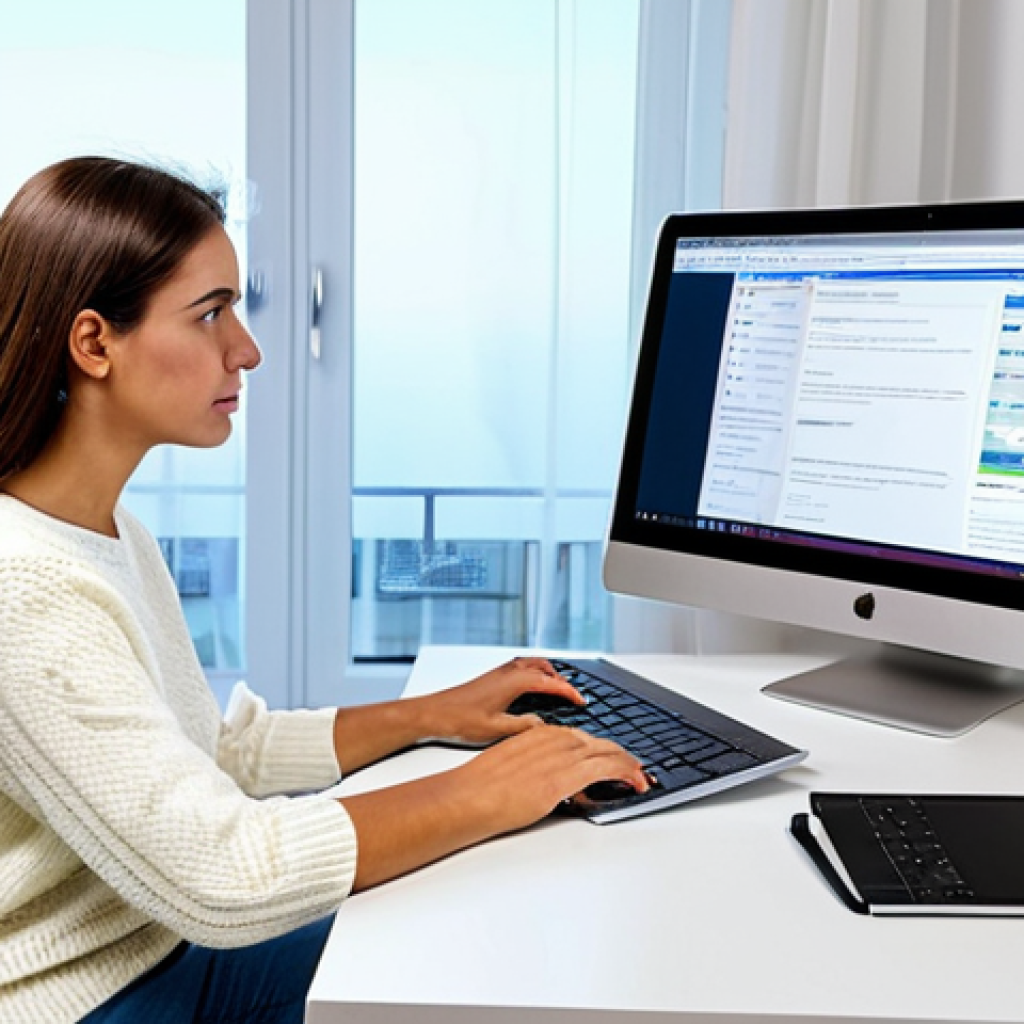 Fact-Checking in Action**
A fully clothed woman with perfect anatomy, wearing a modest casual outfit (jeans and a sweater), sitting at a desk in a brightly lit, modern Italian home office. She is intently focused on a laptop screen, surrounded by open books and notes. The screen displays a website with the words "Facta" (or Pagella Politica - choose one) prominently visible. She is pointing at the screen as if analyzing data. Safe for work, appropriate content, family-friendly, professional. Natural pose, correct proportions, well-formed hands, proper finger count, natural body proportions. High quality, professional photography.
**