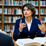Home 8 **
A woman participating in a media literacy workshop in a modern Italian library. She's fully clothed in professional attire, listening attentively. The background shows other participants and bookshelves filled with resources. Safe for work, appropriate content, professional, perfect anatomy, natural pose, well-formed hands, proper finger count, high quality.
**